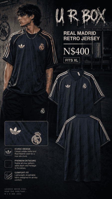 Real Madrid Retro Jersey N$400 fits XL