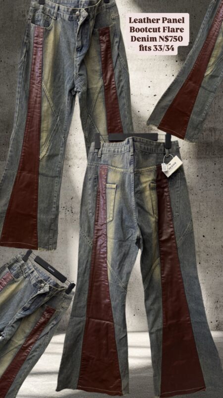 Leather Panel Bootcut Flare Denim N$750 fits 33/34