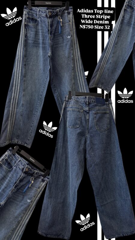 Adidas Top-line  Three Stripe Wide Denim N$750 Size 32