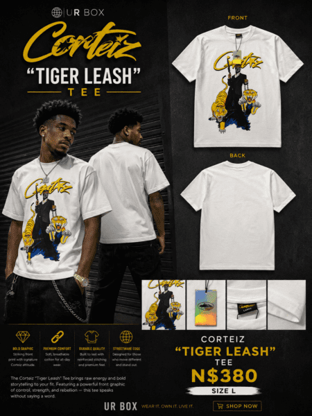 Corteiz “Tiger Leash” Tee N$380 size L