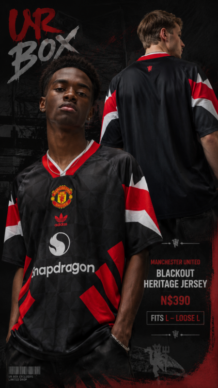 Manchester United Blackout Heritage Jersey N$390 fits L-Loose L