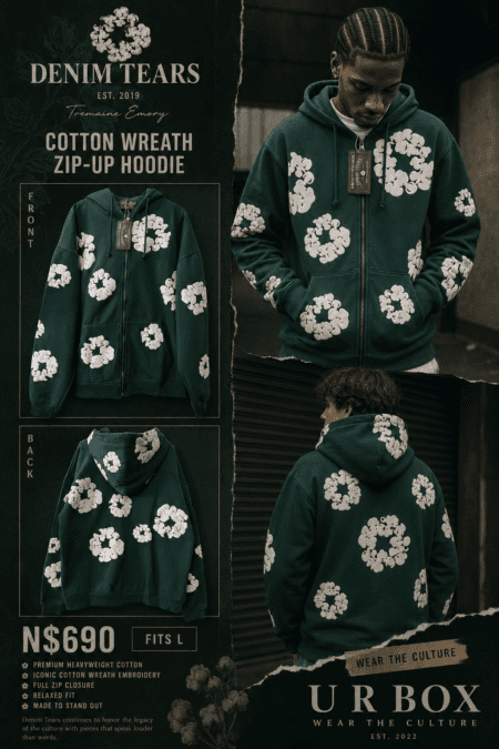 Denim Tears Cotton Wreath Zip-up Hoodie N$690 fits L