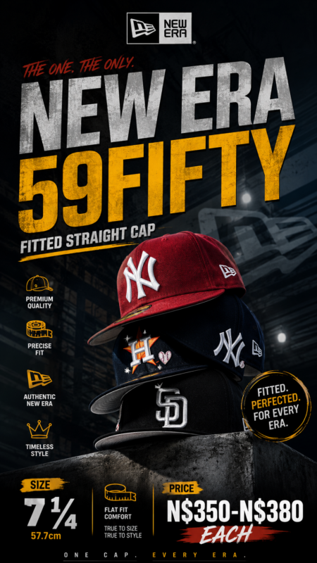 New Era 59FIFTY Fitted Straight Cap Size 7 1/4 57.7cm N$350-N$380 each