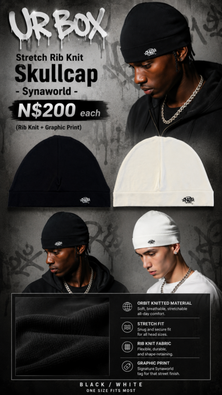 Stretch Rib Knit Skullcap-Synaworld-N$200 each (Rib Knit+Graphic Print)