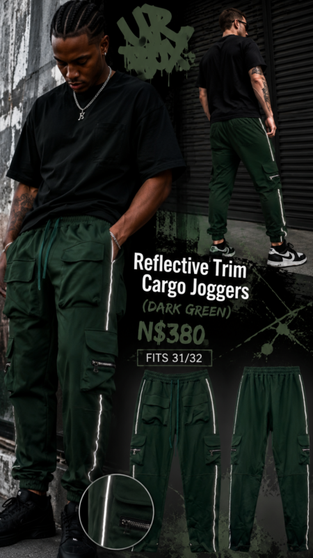Reflective Trim Cargo Joggers (Dark Green) N$380 fits 31/32