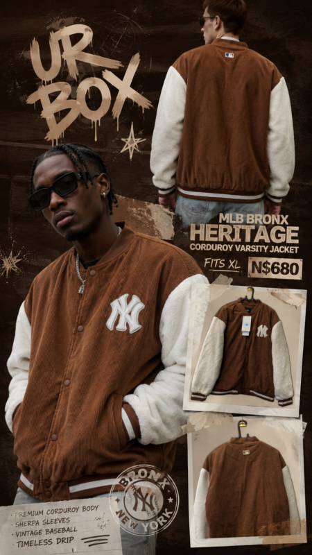 MLB Bronx Heritage Corduroy Varsity Jacket fits XL N$680