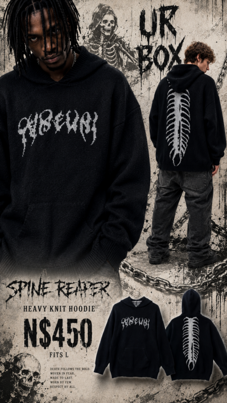 Spine Reaper Heavy Knit Hoodie N$450 fits L