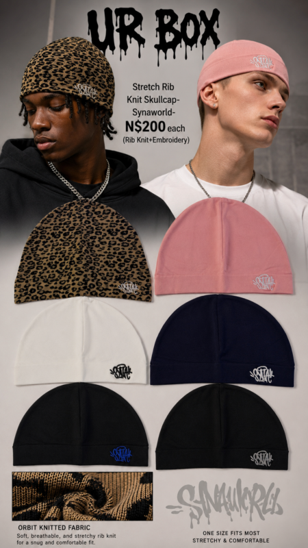Stretch Rib Knit Skullcap-Synaworld-N$200 each (Rib Knit+Embroidery)