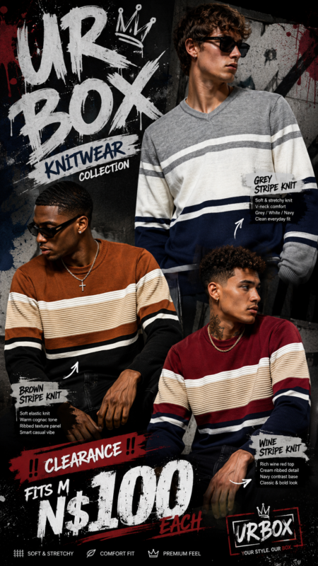 ‼️Clearance‼️ Male Signature Knitwear N$100 each fits M