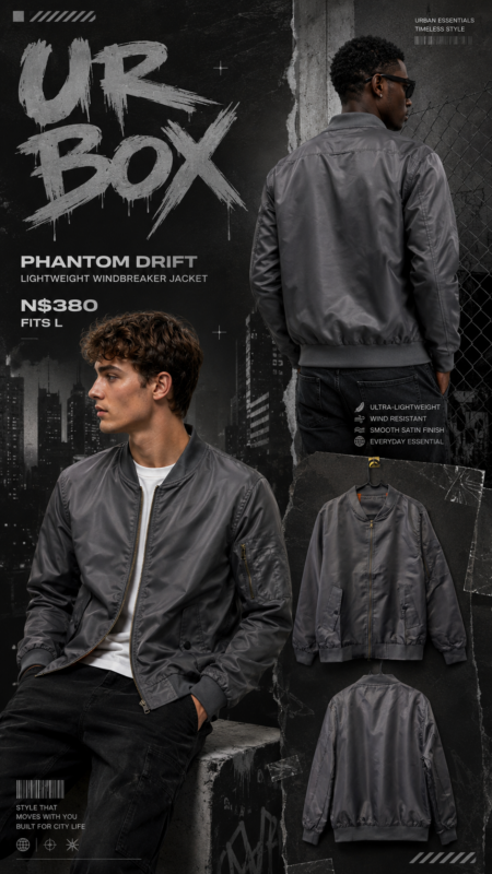 Phantom Drift Lightweight Windbreaker Jacket N$380 fits L