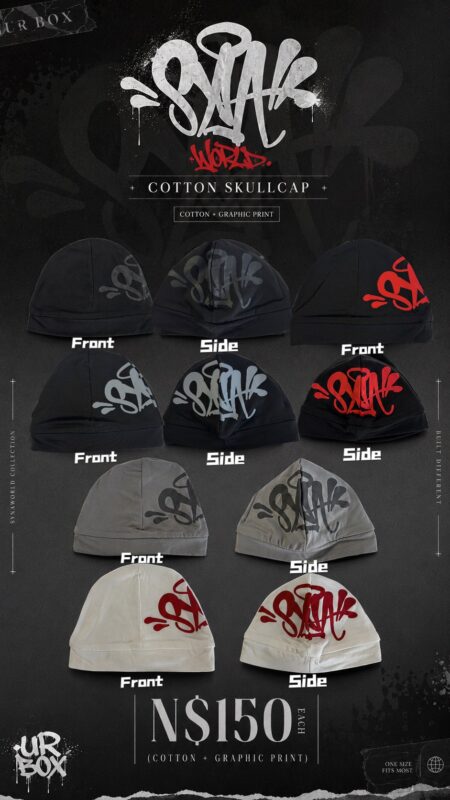 Cotton Skullcap Synaworld N$150 each (Cotton+Graphic Print)