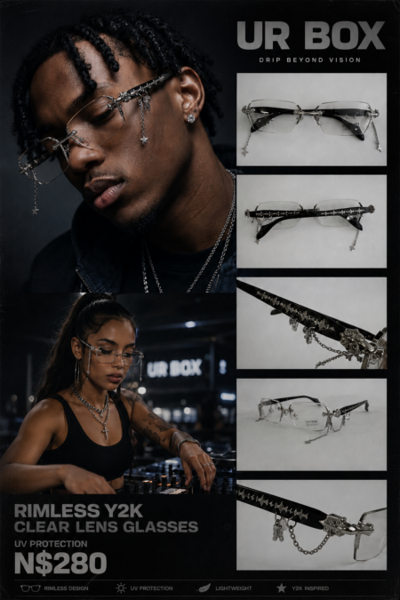 Rimless Y2K Clear Lens Glasses UV ProtectionN$280