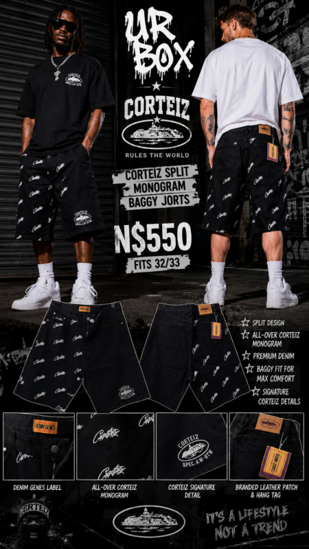 Corteiz Split Monogram Baggy Jorts N$550 fits 32/33