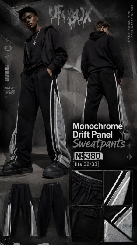 Monochrome Drift Panel Sweatpants N$380 fits 32/33