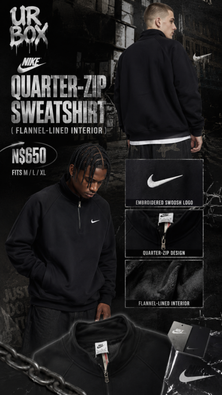 Nike Quarter-Zip Sweatshirt (Flannel-lined Interior) N$650 fits M/L/XL