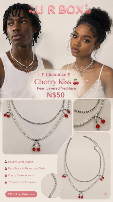 ‼️Clearance‼️Cherry Kiss Pearl Layered Necklace 🍒 N$50