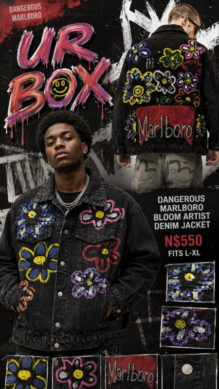 Dangerous Marlboro Bloom Artist Denim Jacket N$550 fits L-XL