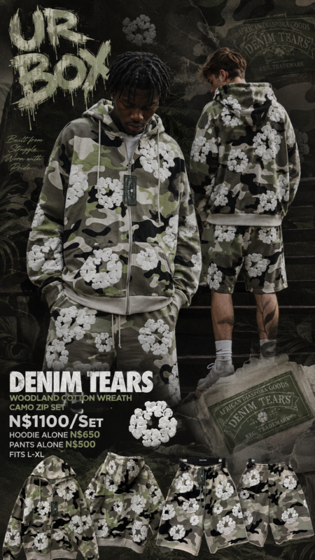 Denim Tears Woodland Cotton Wreath Camo Zip Set N$1100/Set Hoodie Alone N$650 Pants Alone N$500 fits L-XL