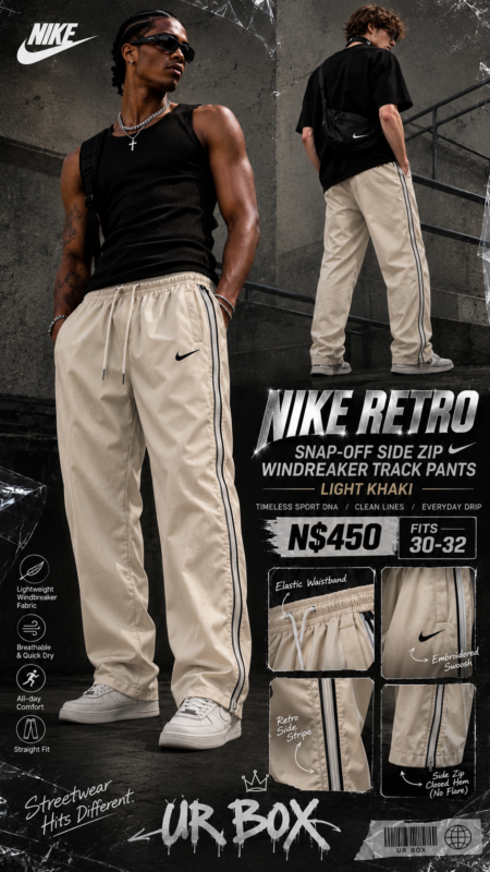 Nike Retro Snap-off Side Zip Windbreaker Track Pants N$450 fits 30-32