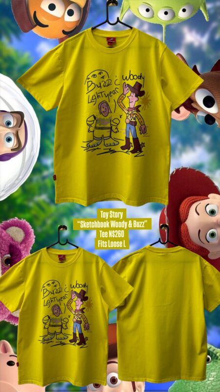 Toy Story “Sketchbook Woody & Buzz” Tee N$260 Fits Loose L