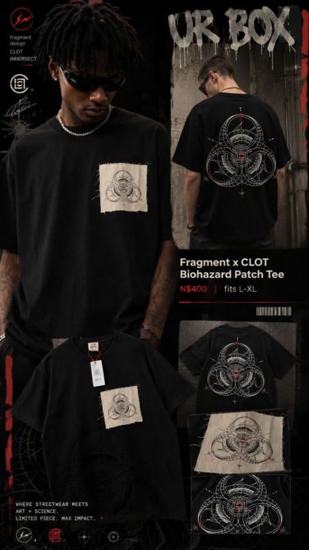 Fragment x CLOT Biohazard Patch TeeN$400 | fits L-XL