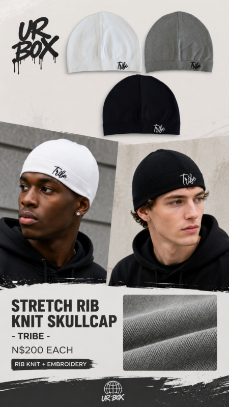 Stretch Rib Knit Skullcap-Tribe-N$200 each (Rib Knit+Embroidery)