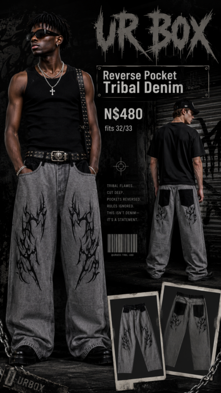 Reverse Pocket Tribal Denim N$480 fits 32/33