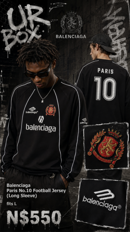 Balenciaga Paris No.10 Football Jersey (Long Sleeve) fits L N$550