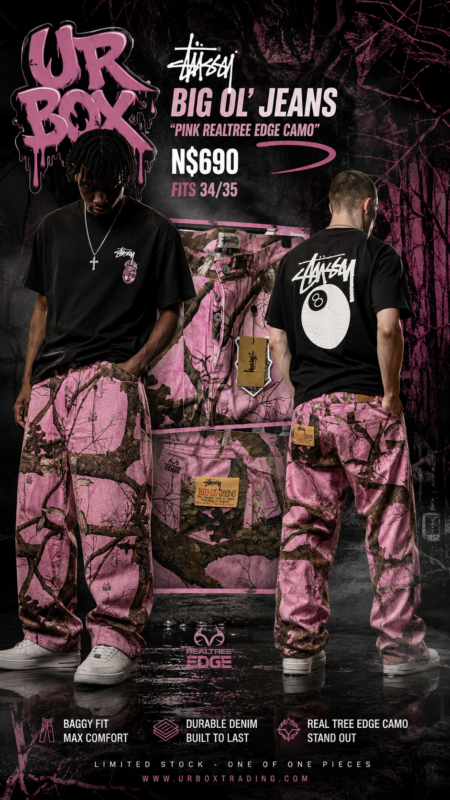 Stüssy Big Ol’ Jeans “Pink Realtree EDGE Camo” N$690 fits 34/35