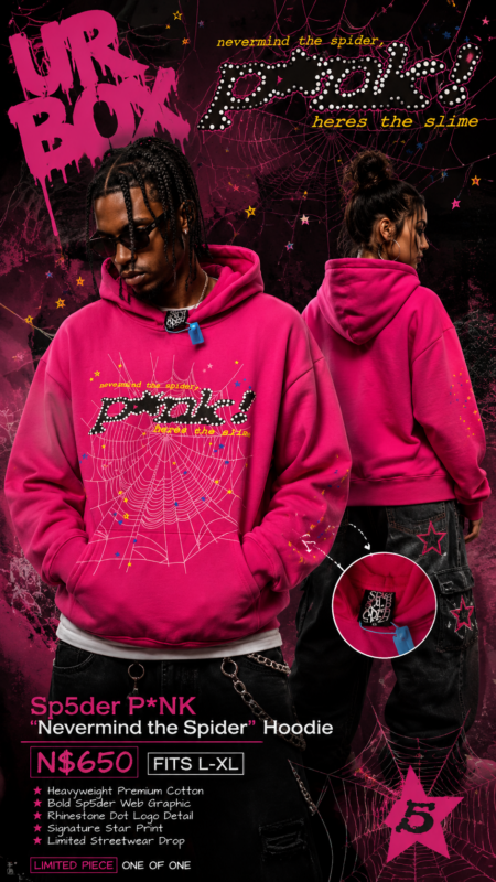 Sp5der P*NK “Nevermind the Spider” Hoodie N$650 fits L-XL