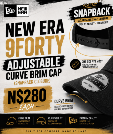 New Era 9FORTY Adjustable Curve Brim Cap (Snapback Closure) N$280 each