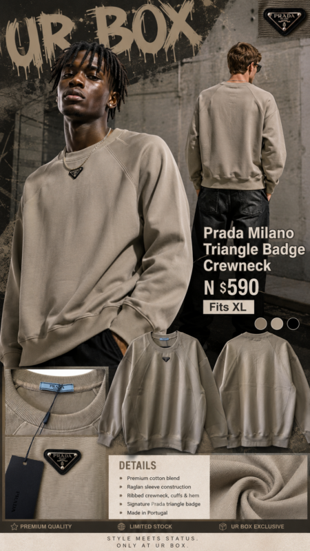 Prada Milano Triangle Badge Crewneck N$590 Fits XL