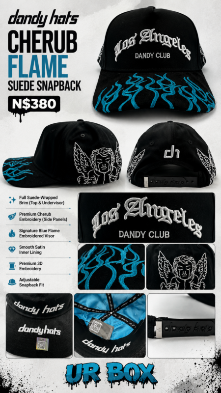 Dandy Hats Cherub Flame Suede Snapback N$380