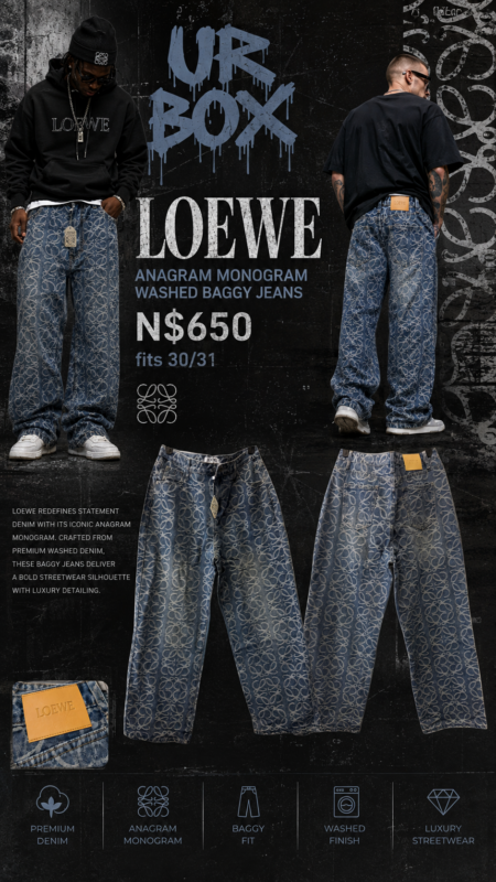 Loewe Anagram Monogram Washed Baggy Jeans N$650 fits 30/31