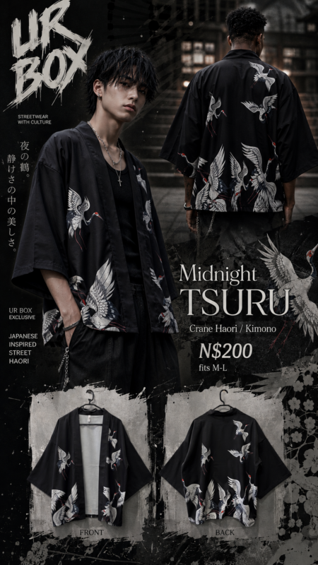 Midnight Tsuru Crane Haori/Kimono N$200 fits M-L
