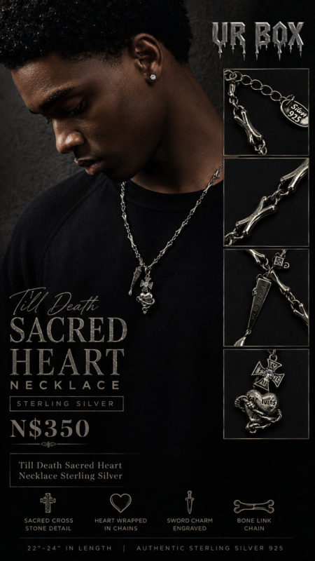 Till Death Sacred Heart Necklace Sterling Silver N$350