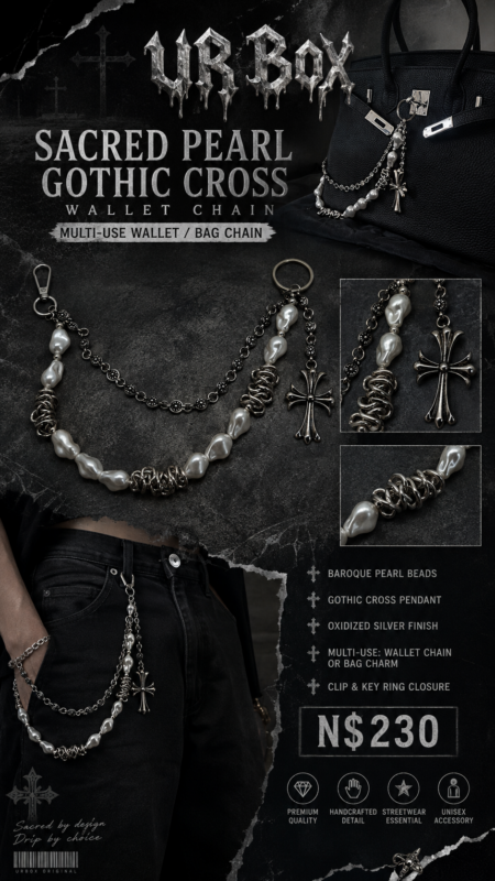 Sacred Pearl Gothic Cross Wallet Chain — Multi-Use Wallet / Bag Chain N$230