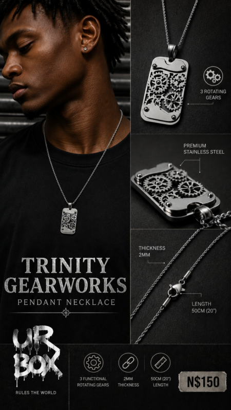 Trinity Gearworks Pendant Necklace Thickness 2mm Length 50cm (20”) N$150