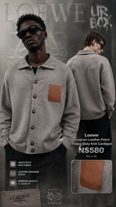 Loewe Anagram Leather-Patch Heavy-Duty Knit Cardigan N$580 fits L-XL