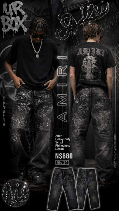 Amiri Heavy-duty Script Rhinestone Denim N$680 fits 34