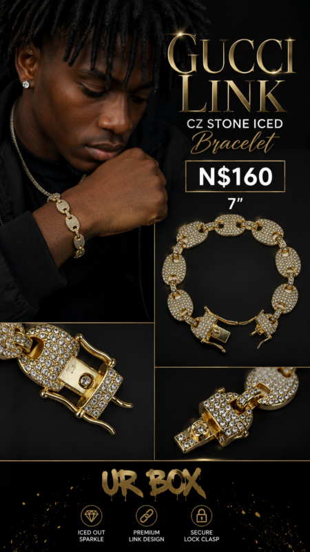 Gucci Link CZ Stone Iced Bracelet N$160 7”