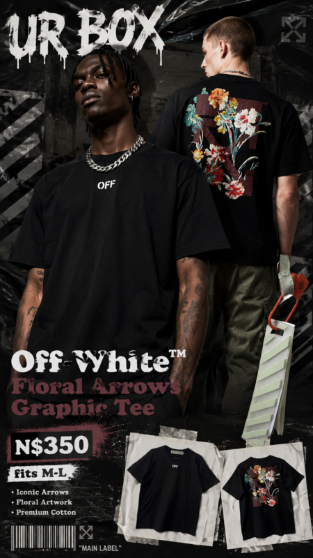 Off-White Floral Arrows Graphic Tee N$350 fits M-L
