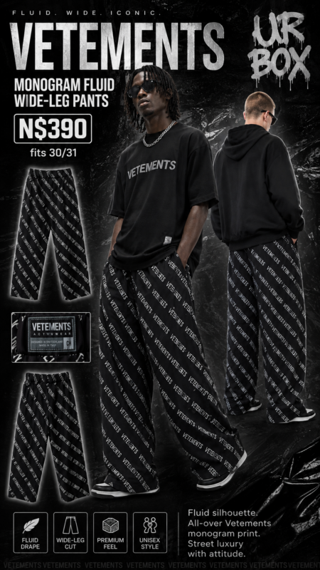 Vetements Monogram Fluid Wide-Leg Pants N$390 fits 30/31