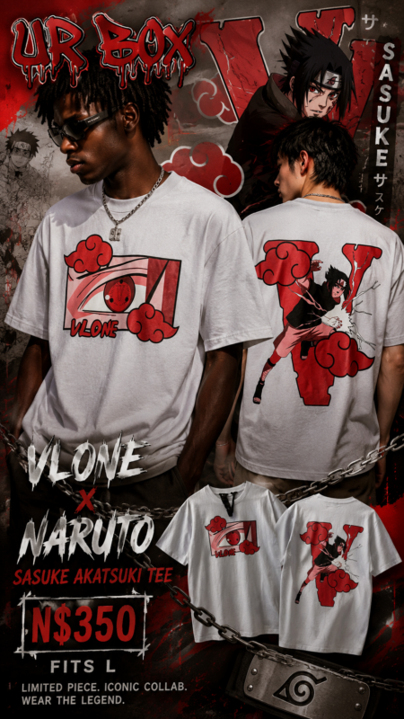 VLONE x Naruto Sasuke Akatsuki Tee N$350 fits L