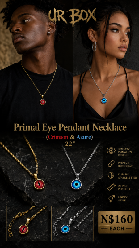 Primal Eye Pendant Necklace (Crimson & Azure) 22” N$160 each