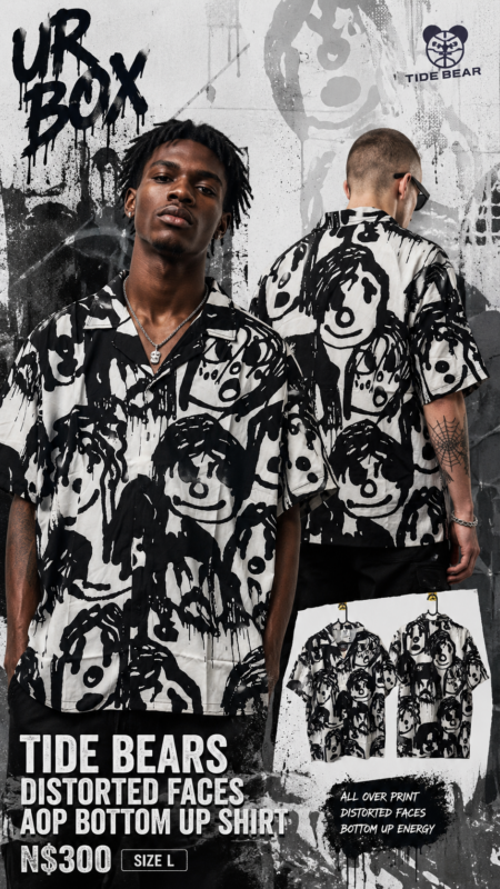 Tide Bears Distorted Faces AOP Bottom up Shirt N$300 Size L