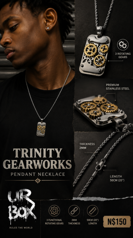 Trinity Gearworks Pendant Necklace Thickness 2mm Length 50cm (20”) N$150