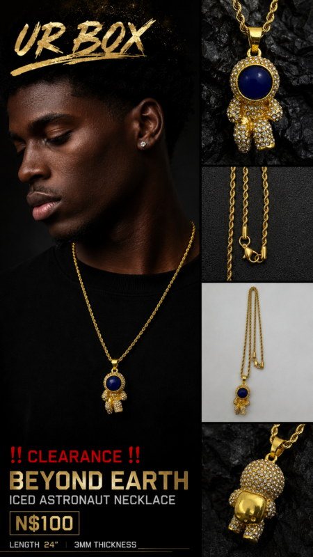 ‼️Clearance‼️Beyond Earth Iced Astronaut Necklace N$100 Length 24” 3mm thickness
