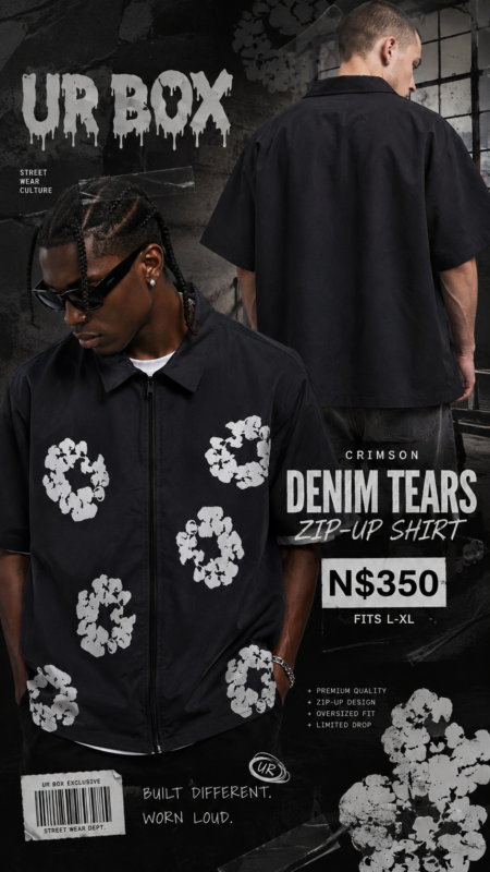 Crimson Denim Tears Zip-up Shirt N$350 fits L-XL
