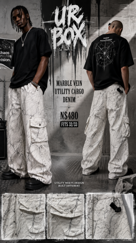 Marble Vein Utility Cargo Denim N$480 fits 32/33